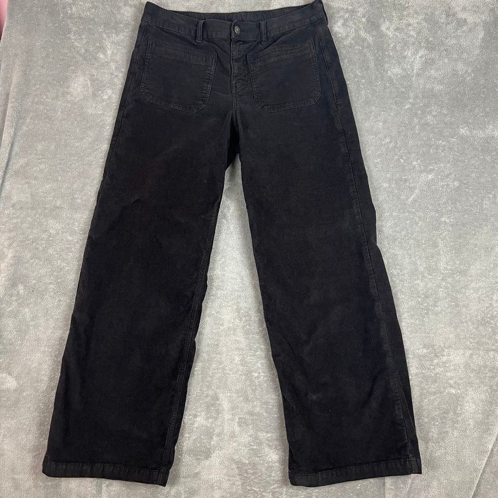 American Eagle Low Rise Baggy Wide Leg Corduroy Pants Womens 10 L Black